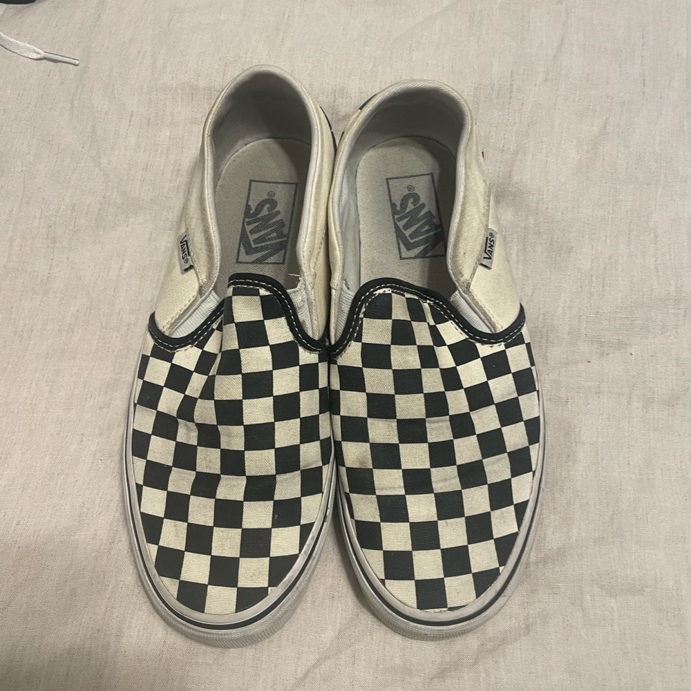 Checkered Vans Slip Ons